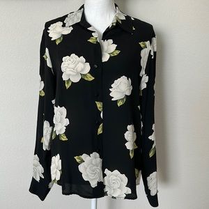 Jones New York Floral Button Down Blouse - L